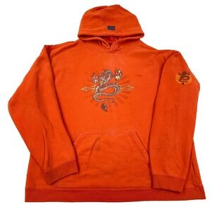 Vintage Y2K Extreme Limit Hoodie Men Large Orange Dragon Tattoo Skate Grunge *